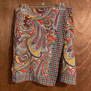 Paisley and geometric skirt. Size 8. Perfect condition. Red, orange, purple.